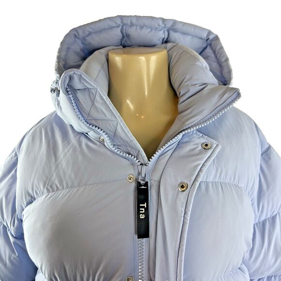 Tna Aritzia The Super Puff Jacket Size M Blue Puffer Hooded Premium Goose Down - Picture 7 of 16